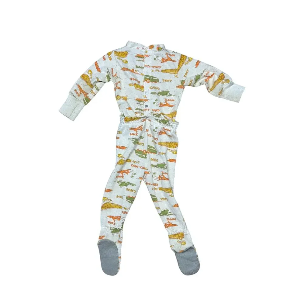Vintage 60s 70s Carter's Footed Two Piece Snap Sleeper Pajamas Size 12 month